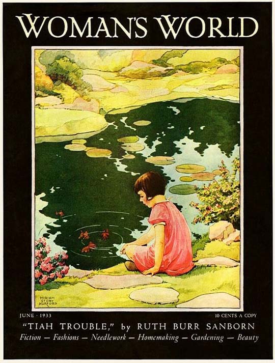 1933-06 Une fille près de l'étang aux poissons