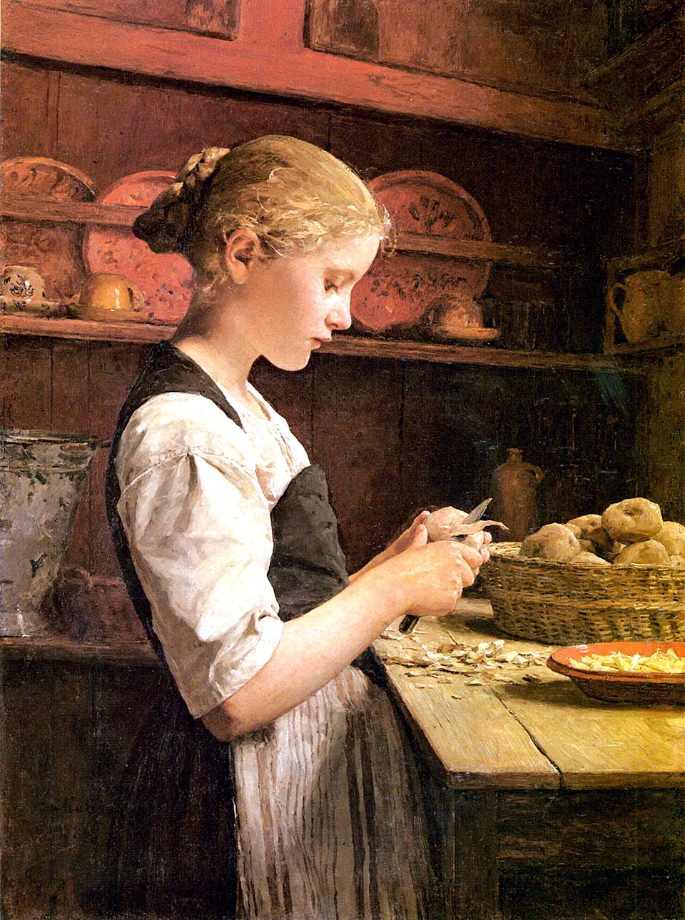 Fille épluchant des pommes de terre - 1886