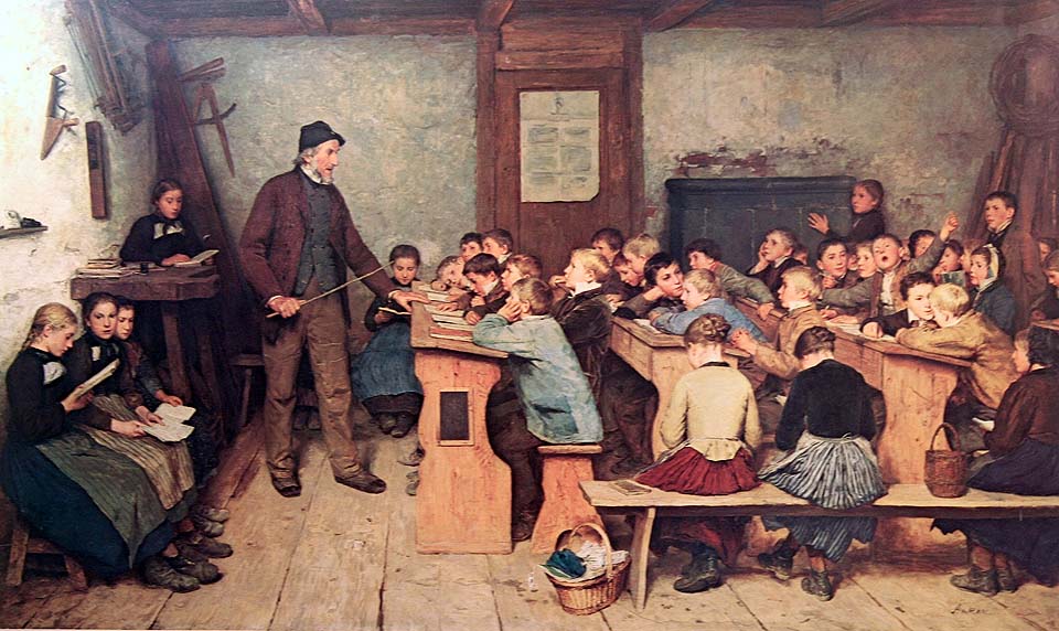 L'école du village en Forêt Noire en 1848 (1896) - presque 40 élèves