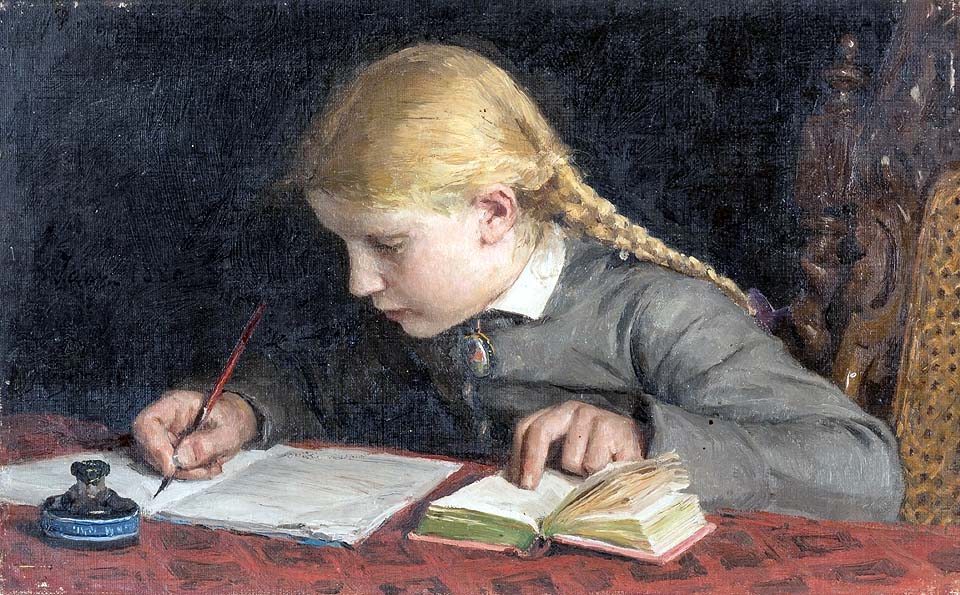 Marie Anker écrivant - 1880