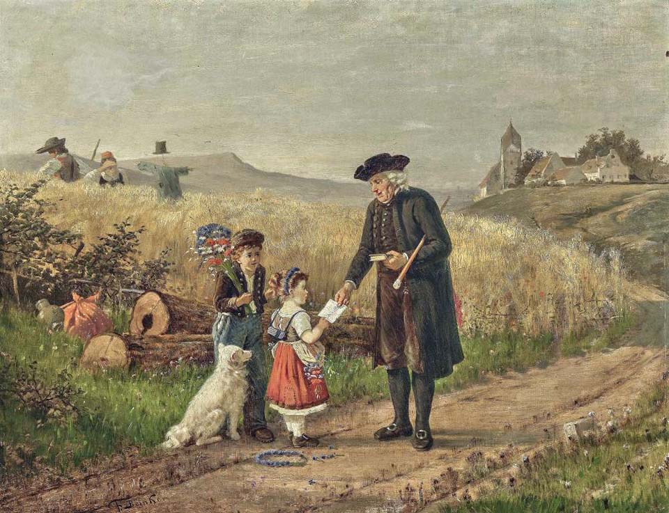 Country priest with two children