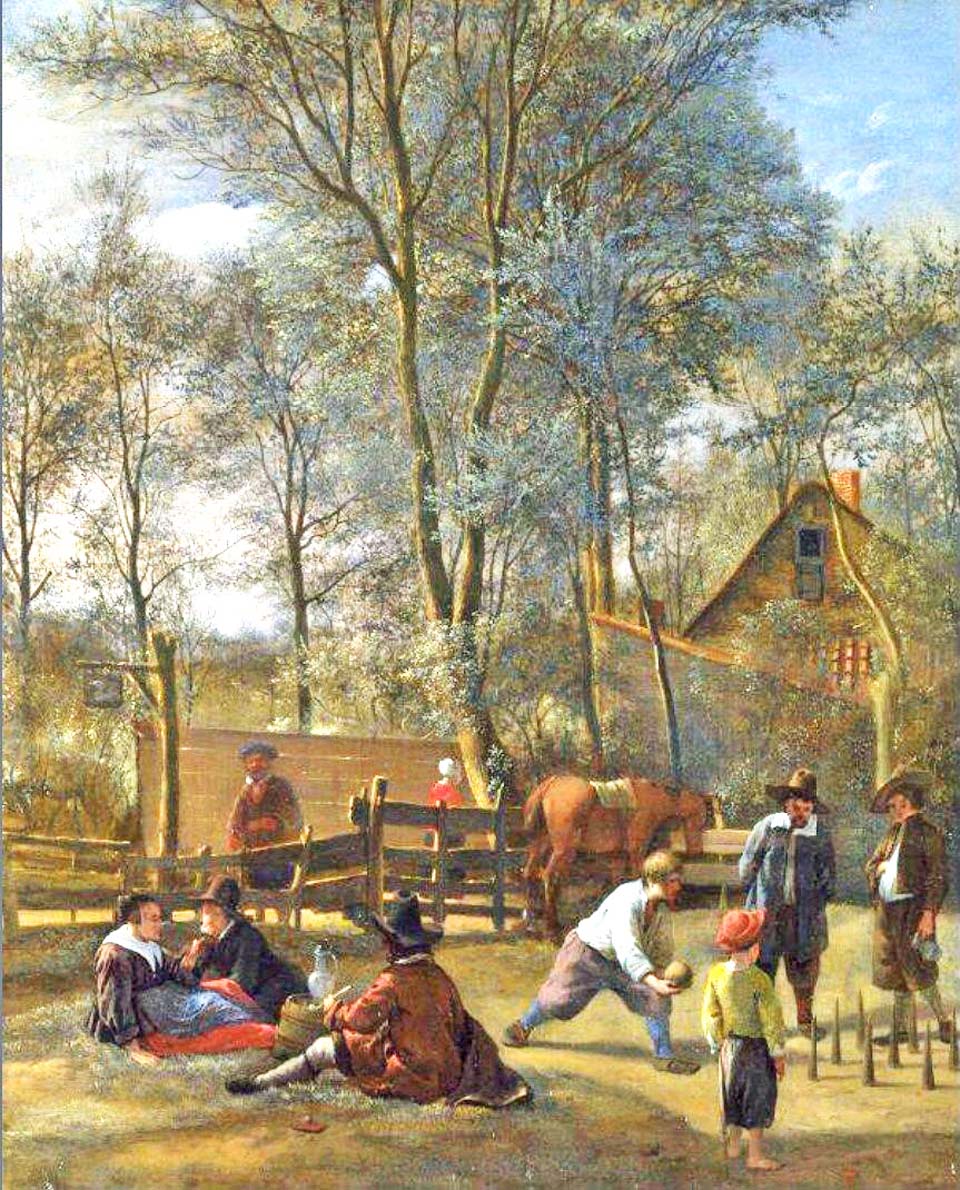Joueurs de quilles à l'extérieur d'une auberge - 1663