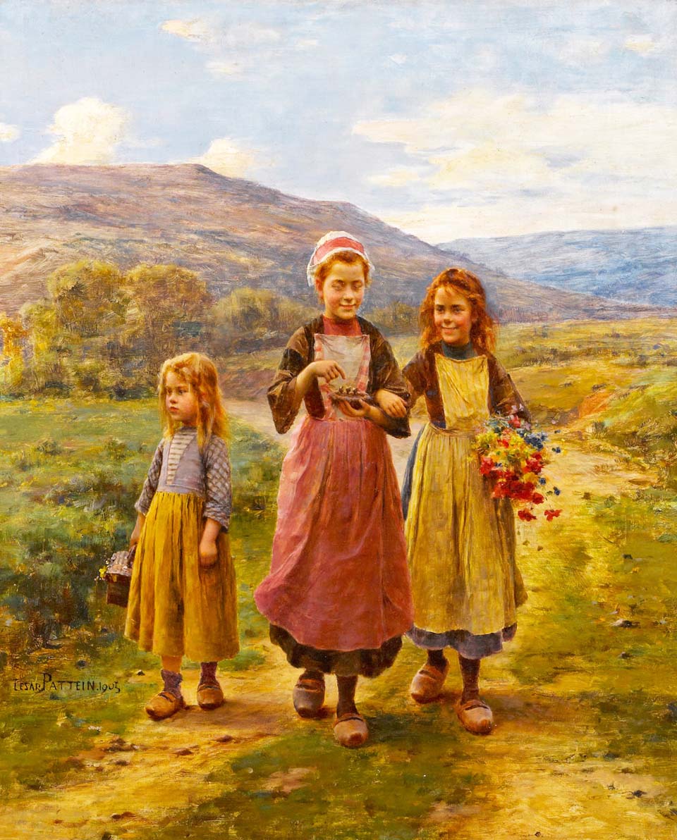 Children on a country road