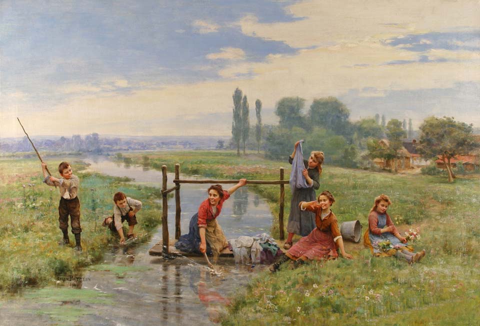 Children playing in a landscape