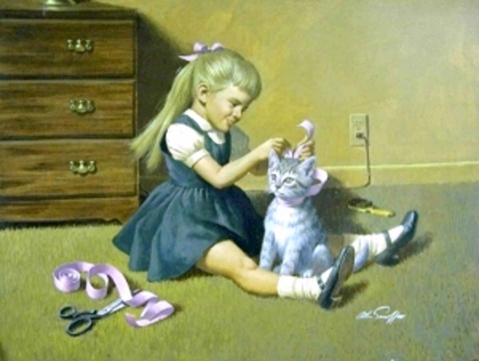 The girl and the cat