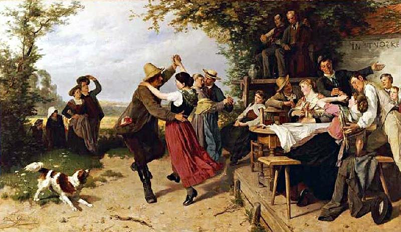 Dance in front of a rural pub