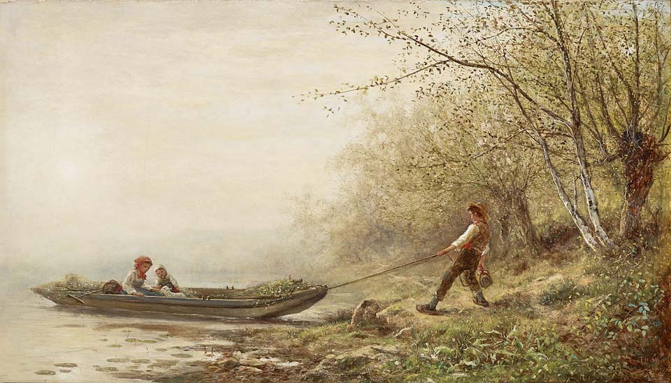 Landscape with boatman