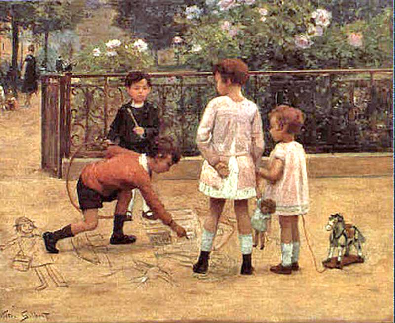 Children playing in a Parisian park