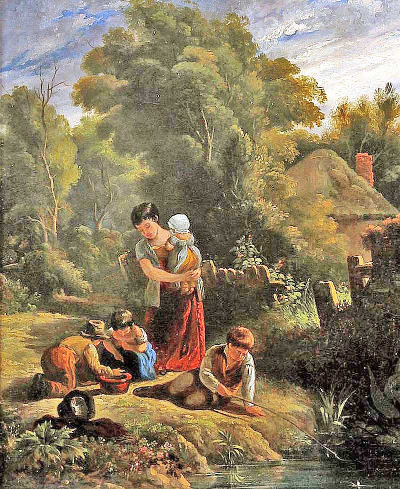The cottager's family by a pond
