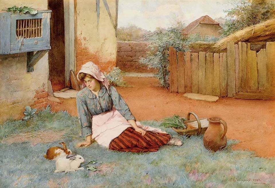 Lady with rabbits
