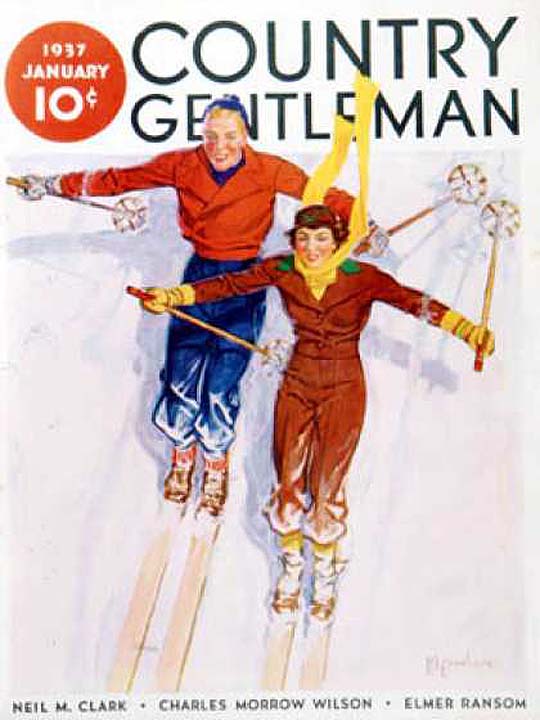 1937-01 Un couple fait du ski de descente