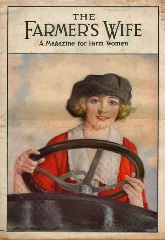 1923-09 La femme du fermier conduit le tracteur